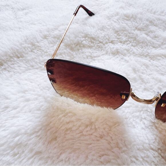 Laurel Clear Brown Rimless Sleek Sunglasses - Picture 5 of 10